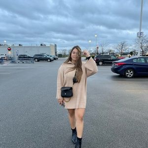 Knit turtle neck sweater dress